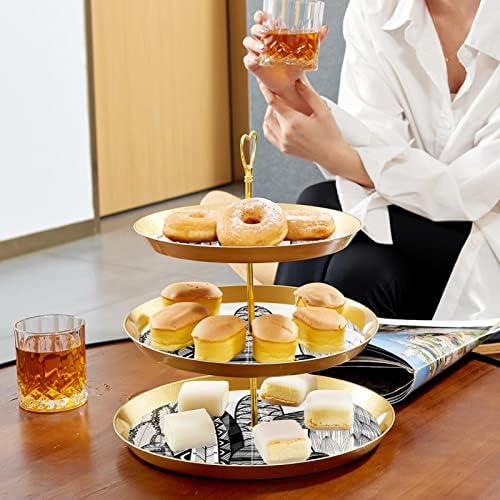 Paisagem de cupcakes de três camadas, suporte de bolo, suporte de sobremesa em camadas, pratos redondos para servidor de buffet de chá de chá de chá de bebê no casamento