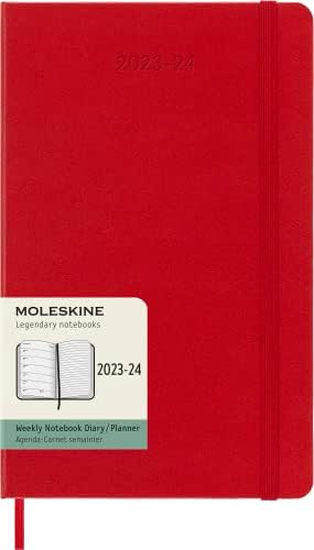 Moleskine Classic 18 meses 2023-2024 Planejador semanal, capa dura, grande, Scarlet Red