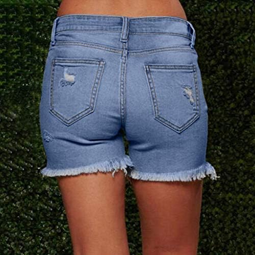 Sczwkhg shorts de jeans femininos de verão casual alta cintura alta
