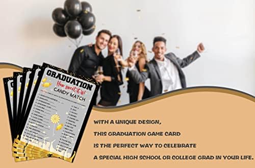 Jogos de festa de graduação - Cartões de fósforos de doces para a graduação - Decorações de festa de formatura 2022 - material de pós -graduação para o ensino médio/faculdade - 30 cartões de jogo 1 cartão de resposta