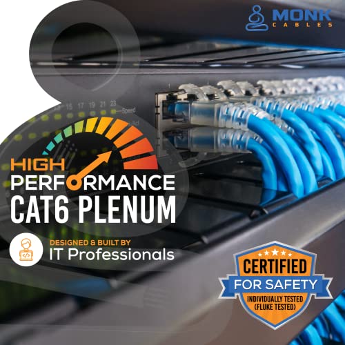 Cabos de monge | CAT6 CABO DE Ethernet Plenum 1000ft | UTP, 23AWG, 550MHz | DSX-8000 Fluke Teste Certificado | Cabo mais certificado de todo o mercado