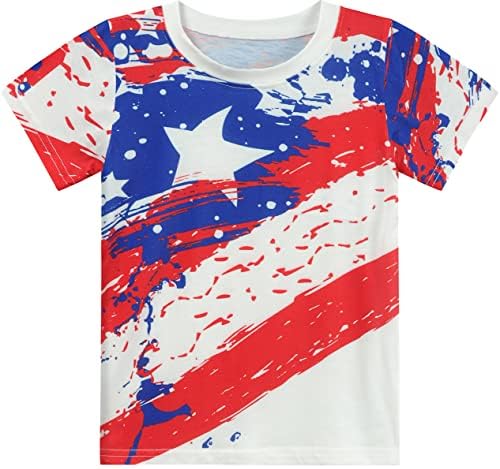 4 de julho Camiseta de menina para menino de menino quarta bandeira americana EUA EUA