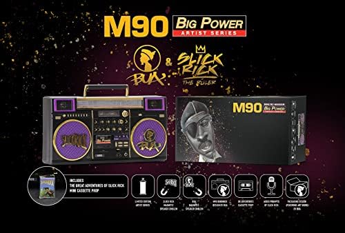 Brinquedos de New Ways M90 Mini Blaster Réplica Boombox Speido sem fio portátil, Bua e Slick Rick Artist Series, Stopings