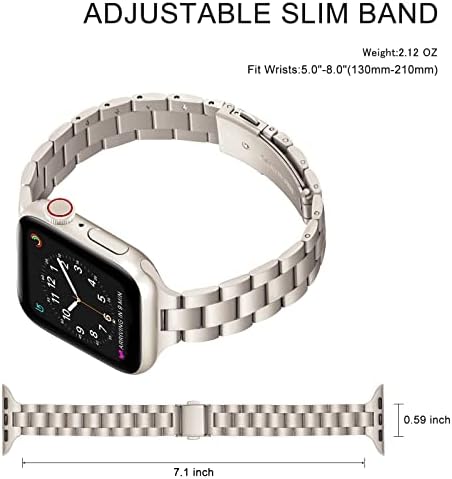 OMIU Fin Band Compatível com Apple Watch 41mm 40mm 38mm, 2 pacote Pack Premium Aço inoxidável Substituição de meta