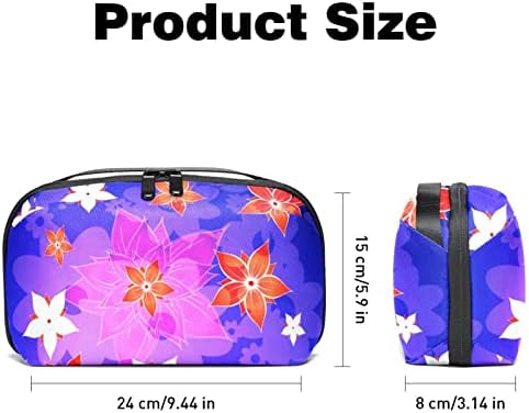 Bolsa de bolsas portáteis de organizações eletrônicas Bolsa azul Flor Flor Travel Storage para discos rígidos, USB, cartão