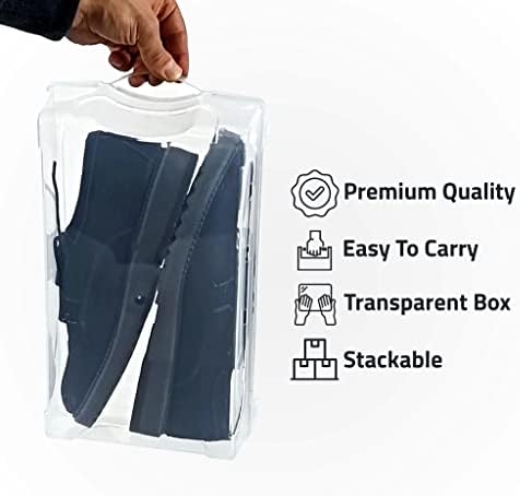 Witforms Shoe Storage Box com alça - recipientes de organizador de calçados transparentes 6 PCs, empilhável para sapatos formais,