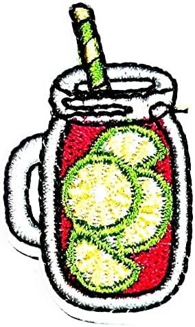 Kleenplus 2pcs. Mini bebidas de gelo Fruit Lemon Soda Ferro em manchas Bebida Cartoon Crianças Estilo de moda Moda Bordada Motif Aplique Decoration Figurino do emblema