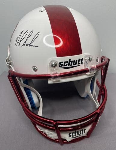 Treinador Nick Saban assinou o capacete do Alabama Crimson Tide em tamanho grande W