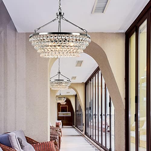 Lustre de cristal moderno de 3 luzes, luz de teto pendente de 19,7 polegadas, lustres para luminária de sala de jantar, luminárias de