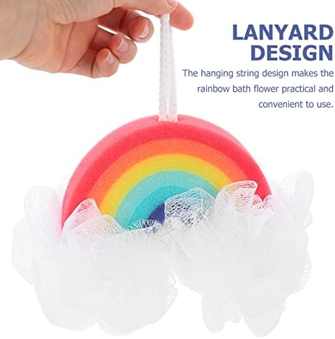 Esponja de esponja de bobina curta 2pcs esponjas de banho chuveiro casa arco -íris bolas de malha esponja lavbadores