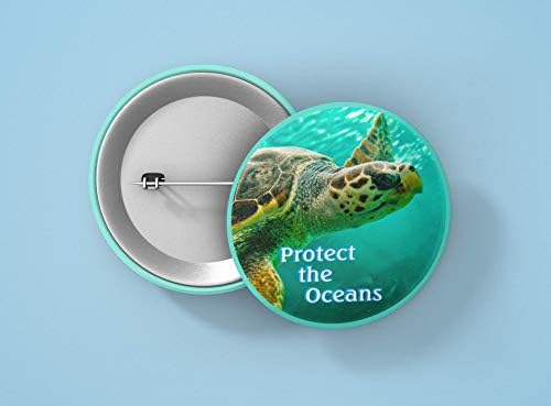 Proteja os oceanos com botão ambiental/pinback da tartaruga marinha
