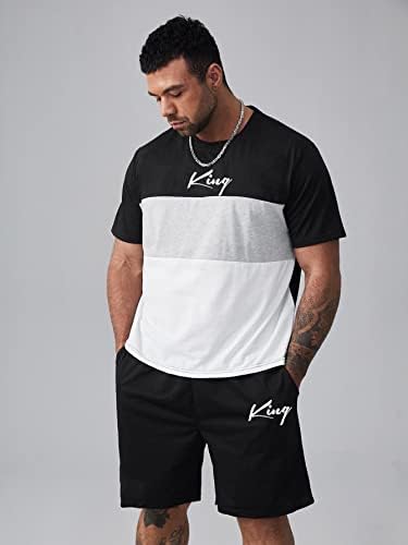 Roupa de duas peças para homens homens letra gráfica colorblock tee & shorts