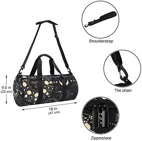 Mamacool Ilustração Conjunto de fases da lua Duffel ombro bolsa de transporte de lona de lona para ginástica sports dança de