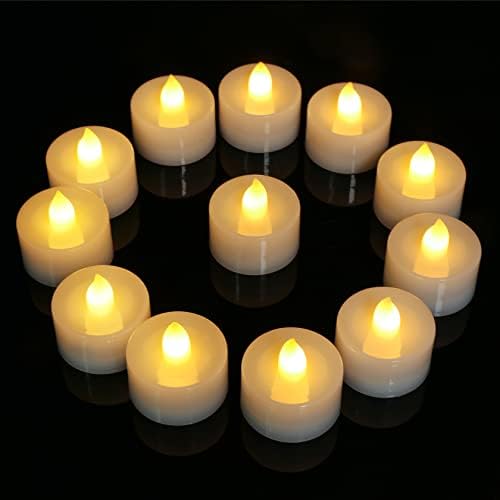 YME 12pcs Battery Operou Lights Tea Lights, LEDs elétricas LEDs de tealights sem chamas Mini vela falsa votiva com