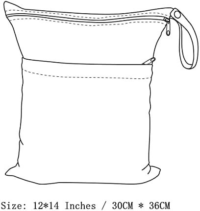 Alitopo 2pcs fralda de pano Sacos secos molhados, bolsa molhada à prova d'água com dois bolsos com zíper, lavável, reutilizável