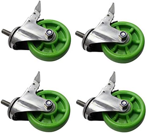 GMLSD Caster WheelsNoTerers - Borracos rotativos, transportadores silenciosos - 4 verde com freios/a/75mm