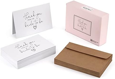 Todos os que estão agradecidos da noiva para serem cartas de coração com envelopes kraft, caixa de 30, dobrada, tedent, em massa,