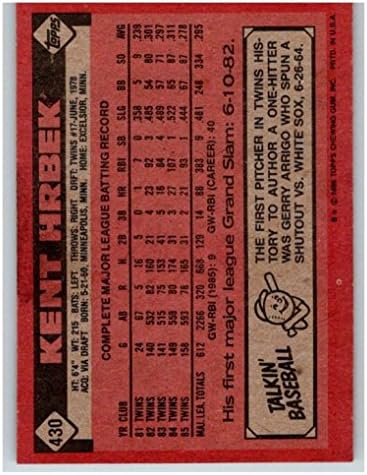 1986 Topps Baseball 430 Kent Hrbek Minnesota Twins Official MLB Trading Card