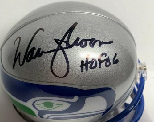 Warren Moon assinou o mini capacete Seahawks JSA WPP934185 com inscrição - Mini capacetes autografados da NFL