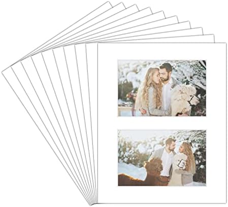 8x10 tapete branco para imagens de 4x6 ” - pacote de 10 - Matboards sem ácido de 10 anos para obras de arte, gravuras, fotografias - ótimas para casamentos, compromissos, graduações - amigável