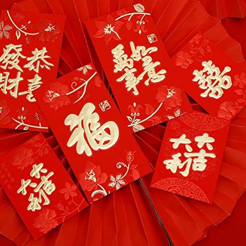 Envelopes de casamento de cabilock 20pcs chinês ano novo envelopes de casamento envelopes vermelhos hong bao fu luck hong bao pacotes