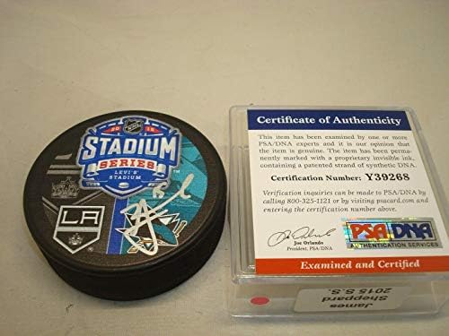 James Sheppard assinou a série de tubarões Hockey Puck Auto PSA/DNA CoA 1A - Pucks de NHL autografados