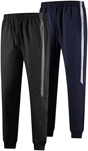 Buyjya Men's Sweats, calças de corredor de 2 pacote com bolsos, calças de exercícios adequadas para a ginástica de