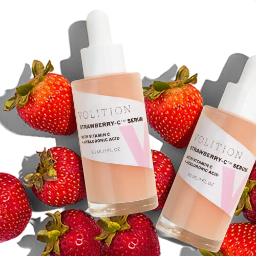 Volition Beauty Strawberry -C Brilhando soro facial - calmante e rico em vitamina C - frutas de morango e extrato de