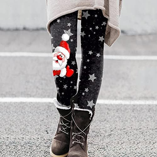 IIUS LEGGINGS DE NATAL MULHERM MULHERA MOLO CONFOLHADO Leggings Papai Noel calças calças de cintura alta calças casuais de festa