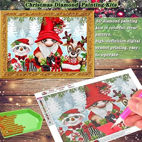 6 Pack Kits de pintura de diamante Gnome Diamond Art para adultos, kits de pintura de arte de diamante DIY de Natal Diamante, Artesanato de inverno redondo Pintura de arte de gem