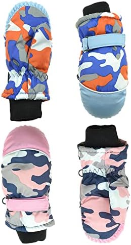 Qvkarw crianças luvas 2Pairs à prova de água Baby Camouflage Boys Luvas de dedo quente ao ar livre Inverno Kids Full Skiing Mittens