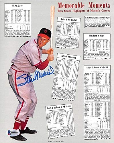 Cardinals Stan Musial assinou 8x10 Destaques memoráveis ​​Photo BAS - Fotos autografadas da MLB