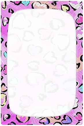 Alaza leopardo impressão chita chata folhas de berço rosa ajustadas lençóis de berço para meninos meninas bebês criança, tamanho