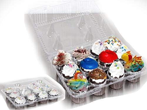 Caso de 30 caixas de cupcakes de plástico 12 Compartimento Cupcake Recipiente 12 Pacote Recipientes de cupcake 12 Conjunto de contagens de 30 12 caixas de cupcakes de compartimento dezenas de cupcake