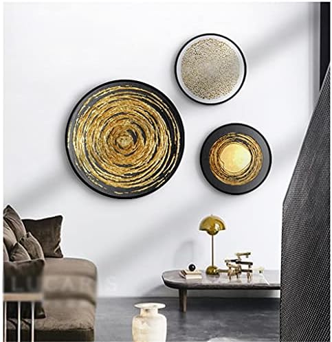 Wodmb moderno minimalista nórdico varanda pintura decorativa redonda larga ampla sala de estar pendurada pintura de ouro preto de ouro abstrato mural