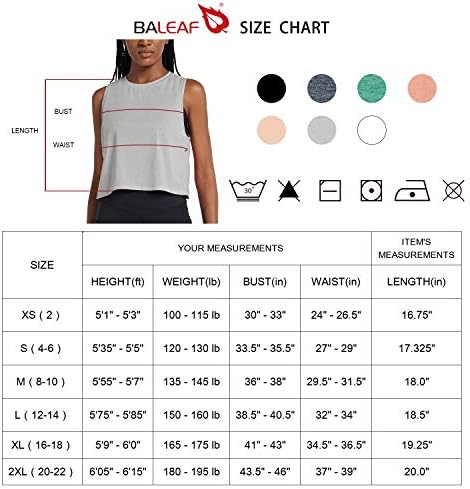 Baleaf Women's Crop Tops Workout Cropped Tank Tops Camisetas musculares atléticas