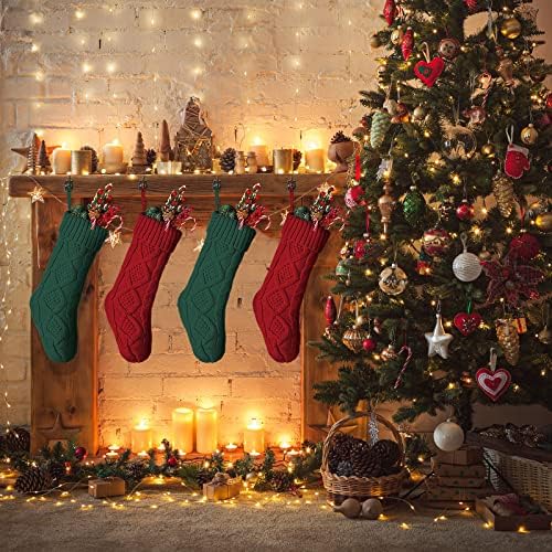 BBTO 16 Pacote meias de natal 18 polegadas Torda de cabos de Natal Teias de natal de crochê a granel Presentes de malha