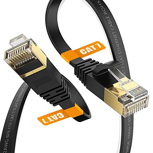 CAVEL CABO DE 3 pés Ethernet Black-10Gbps blindado e arame de arame terrestre Rede de internet Flat Patch Cord, Ultra Slim Gold B