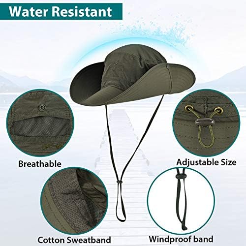 Larga abazinha de pesca sol chapéu de sol upf50+ touca de balde de safari respirável para camping para acampar jardinagem