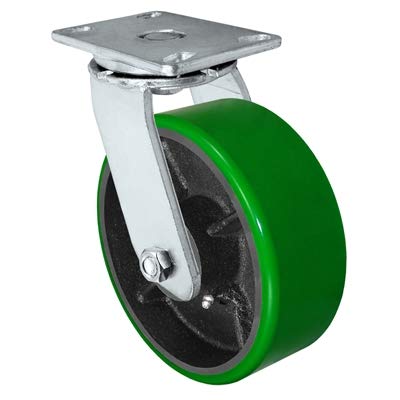 CasterHQ - 6 x 3 Caster giratório pesado - poliuretano verde na roda de aço - 2.000 lbs Capacidade por lançador