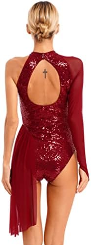 Vernlan feminino figura glitter vestido gelo vestido de manga longa collant sheer msh ballet dança vestidos líricos