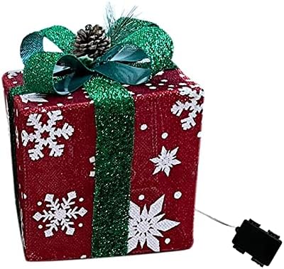 Caixa de presente de decoração de Natal de Natal Ornamento com Bow Christmas Caixa de iluminação ao ar livre Caixa de
