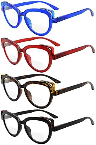 Eyekepper 4-Pack Bifocal Reading Glasses Design de olho de gato Readers bi-focais Mulheres +3,00