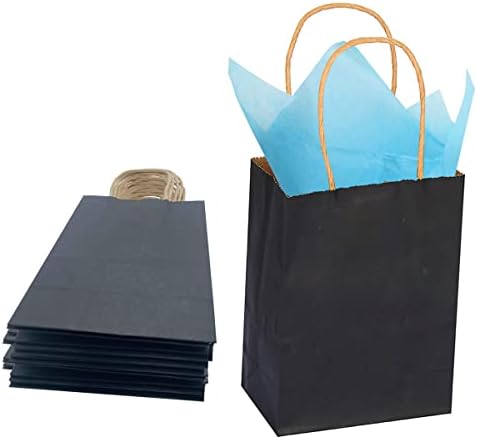 Bashider Black Presente Sacos de Presente 4.7x5.9x2.36 polegadas Pequeno chá de bebê Sacos de papel de aniversário com alças para favores de festa