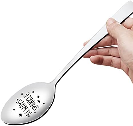 Engraçado sempre Sparkle Spoon Gravado aço inoxidável, presentes inspiradores para garotas adolescentes meninas, presentes