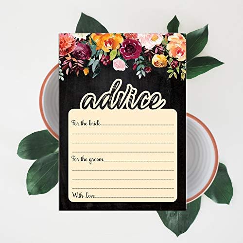 Conjunto de tinstpot de 50 conselhos para o noivo e noivo Black Floral Advice Cards ACTILIDADE COMPRIDADE DE COMPRIDADE, LIVRO