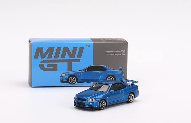 Miniaturas de escala True Modelo de carro Compatível com Nissan Skyline GT-R V-Spec II Bayside Blue Limited Edition