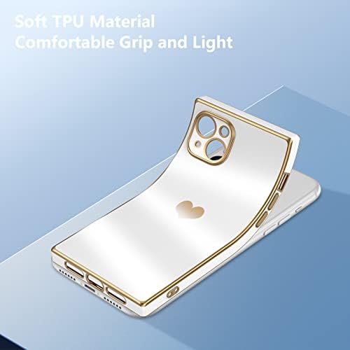 XIZYO para iPhone 14 capa de 6,1 polegadas Capéu de capa de telefone cardíaca fofa de capa quadrada eletroplatada