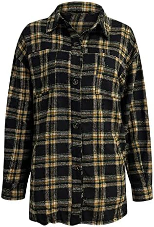 Blusa de lã de lã feminina Blusa vintage Jaquetas de camisa solta de tamanho grande