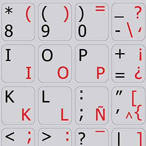 4Keyboard espanhol -inglês não transparente adesivos de teclado em fundo cinza claro para desktop, laptop e caderno